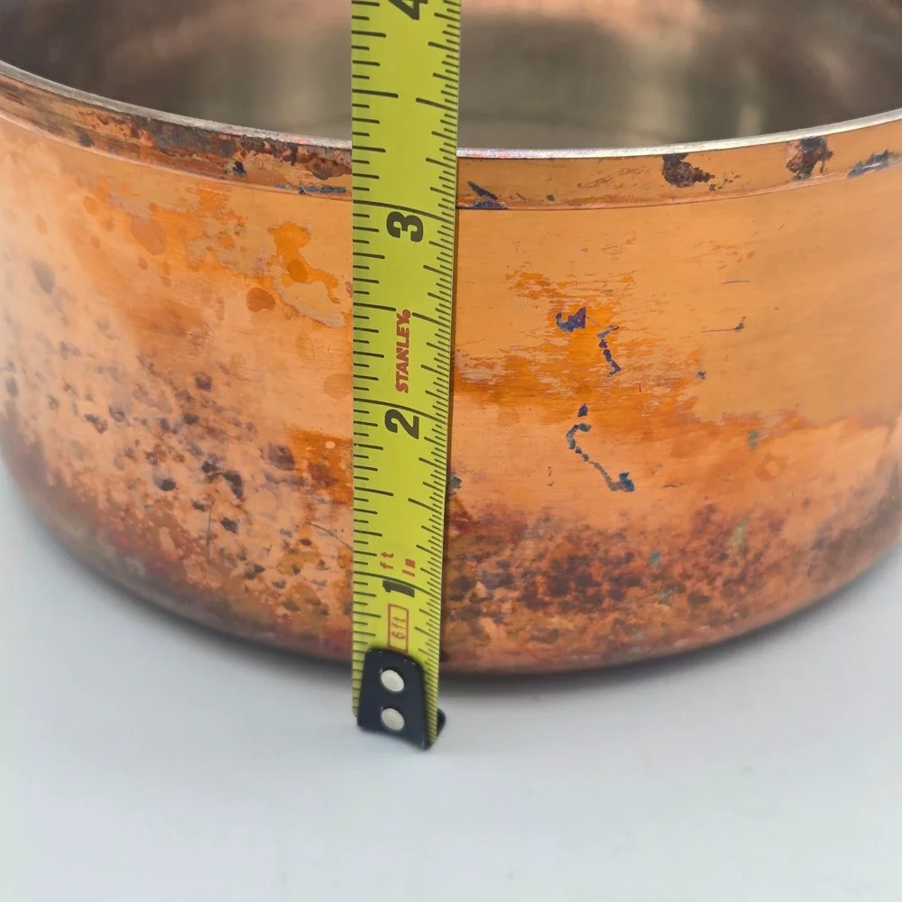 Vintage Solid Copper Saucepan Pot Brass Handle ODI Portugal No Lid Has Patina